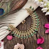 Vriksham Gold Look Alike Floral Design With Kerala Palakka Neckpiece-Green-G19241